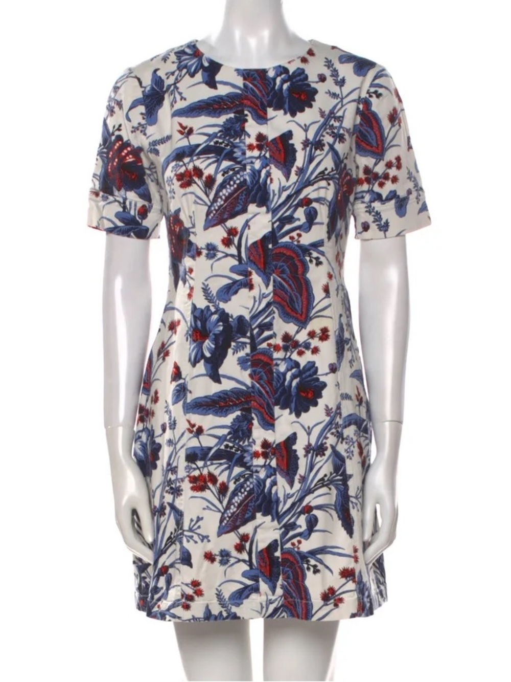 DIANE VON FUSTENBERG White Floral Print Short Sleeve Shift Dress